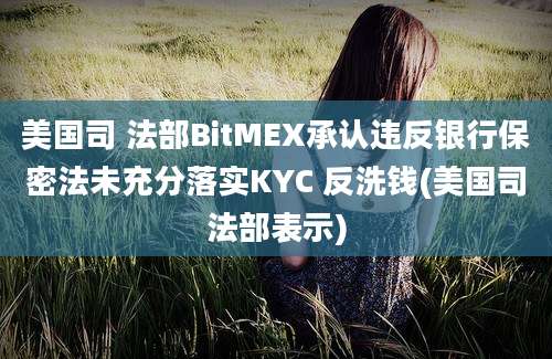 美国司 法部BitMEX承认违反银行保密法未充分落实KYC 反洗钱(美国司法部表示)