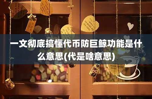 一文彻底搞懂代币防巨鲸功能是什么意思(代是啥意思)