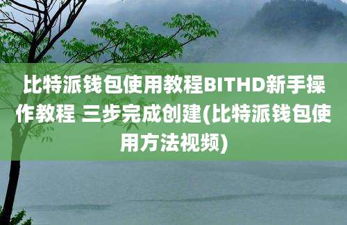 比特派钱包使用教程BITHD新手操作教程 三步完成创建(比特派钱包使用方法视频)