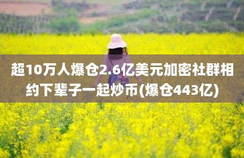 超10万人爆仓2.6亿美元加密社群相约下辈子一起炒币(爆仓443亿)