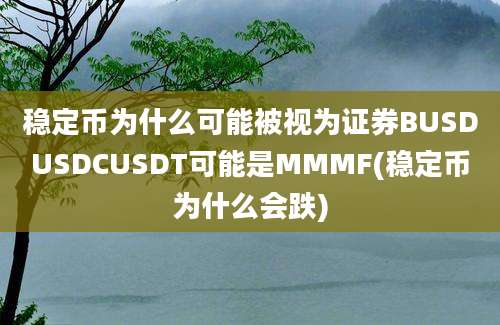 稳定币为什么可能被视为证券BUSDUSDCUSDT可能是MMMF(稳定币为什么会跌)