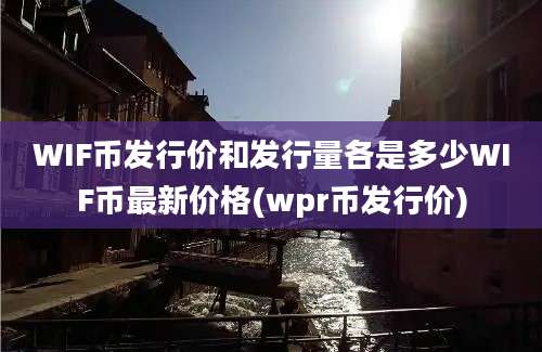 WIF币发行价和发行量各是多少WIF币最新价格(wpr币发行价)