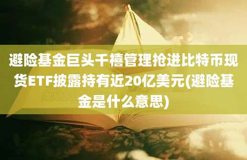 避险基金巨头千禧管理抢进比特币现货ETF披露持有近20亿美元(避险基金是什么意思)