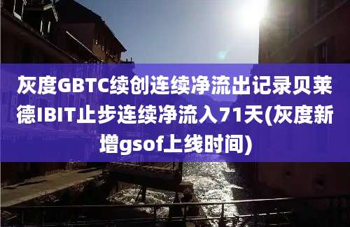 灰度GBTC续创连续净流出记录贝莱德IBIT止步连续净流入71天(灰度新增gsof上线时间)