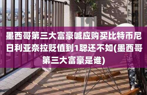 墨西哥第三大富豪喊应购买比特币尼日利亚奈拉贬值到1聪还不如(墨西哥第三大富豪是谁)