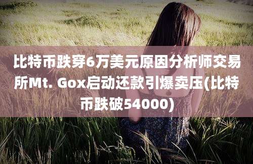 比特币跌穿6万美元原因分析师交易所Mt. Gox启动还款引爆卖压(比特币跌破54000)