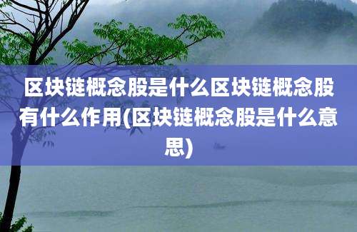 区块链概念股是什么区块链概念股有什么作用(区块链概念股是什么意思)