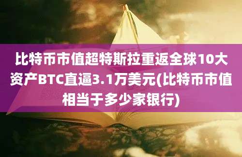 比特币市值超特斯拉重返全球10大资产BTC直逼3.1万美元(比特币市值相当于多少家银行)