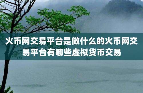 火币网交易平台是做什么的火币网交易平台有哪些虚拟货币交易