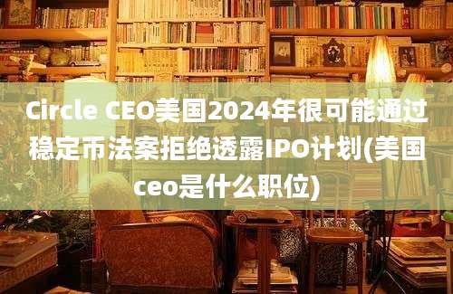 Circle CEO美国2024年很可能通过稳定币法案拒绝透露IPO计划(美国ceo是什么职位)