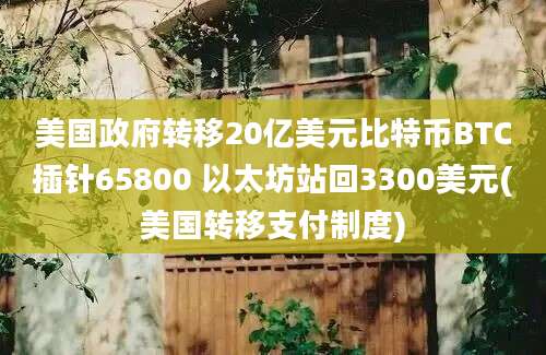 美国政府转移20亿美元比特币BTC插针65800 以太坊站回3300美元(美国转移支付制度)