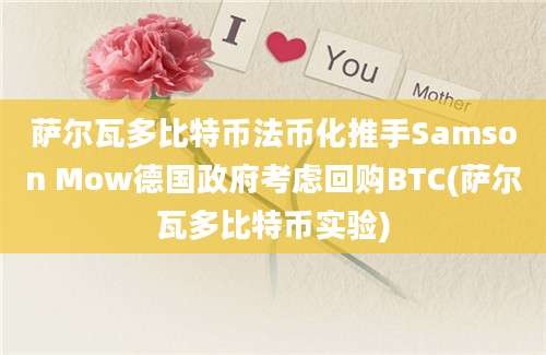 萨尔瓦多比特币法币化推手Samson Mow德国政府考虑回购BTC(萨尔瓦多比特币实验)