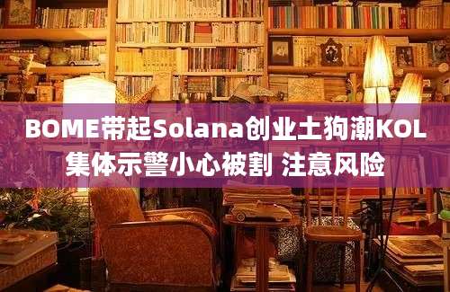 BOME带起Solana创业土狗潮KOL集体示警小心被割 注意风险