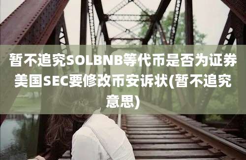 暂不追究SOLBNB等代币是否为证券美国SEC要修改币安诉状(暂不追究意思)