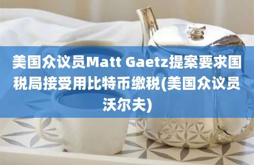 美国众议员Matt Gaetz提案要求国税局接受用比特币缴税(美国众议员沃尔夫)