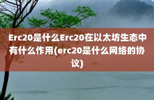 Erc20是什么Erc20在以太坊生态中有什么作用(erc20是什么网络的协议)