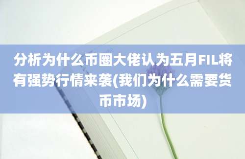 分析为什么币圈大佬认为五月FIL将有强势行情来袭(我们为什么需要货币市场)