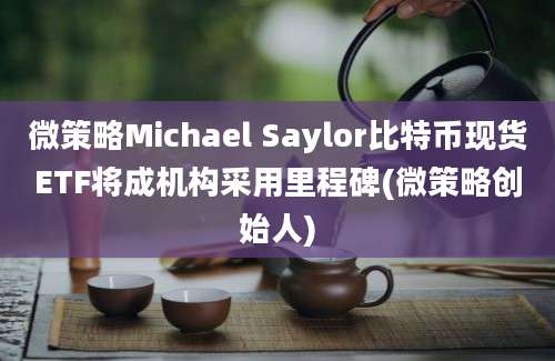 微策略Michael Saylor比特币现货ETF将成机构采用里程碑(微策略创始人)