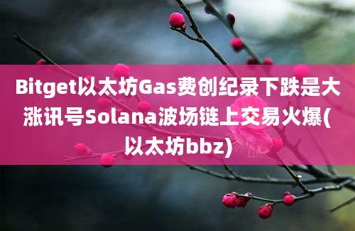 Bitget以太坊Gas费创纪录下跌是大涨讯号Solana波场链上交易火爆(以太坊bbz)