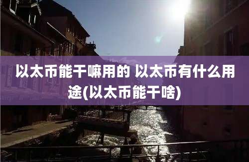 以太币能干嘛用的 以太币有什么用途(以太币能干啥)