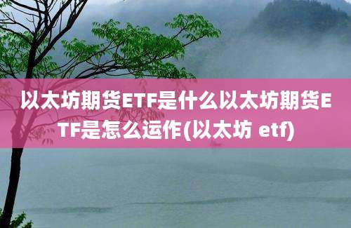 以太坊期货ETF是什么以太坊期货ETF是怎么运作(以太坊 etf)