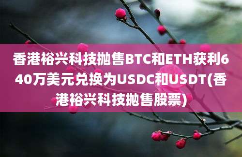 香港裕兴科技抛售BTC和ETH获利640万美元兑换为USDC和USDT(香港裕兴科技抛售股票)