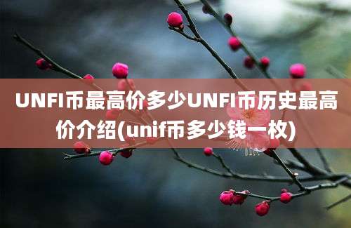 UNFI币最高价多少UNFI币历史最高价介绍(unif币多少钱一枚)