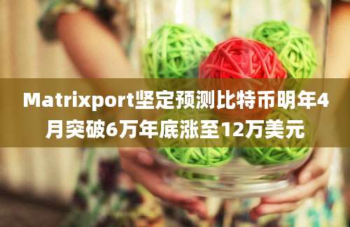 Matrixport坚定预测比特币明年4月突破6万年底涨至12万美元