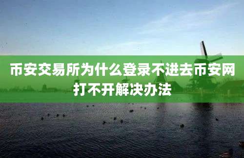 币安交易所为什么登录不进去币安网打不开解决办法